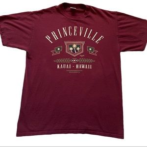 Vintage Princeville Hotel Hawaii Maroon Tee